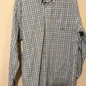 Nautica Blue and White Plaid Men's Shirt